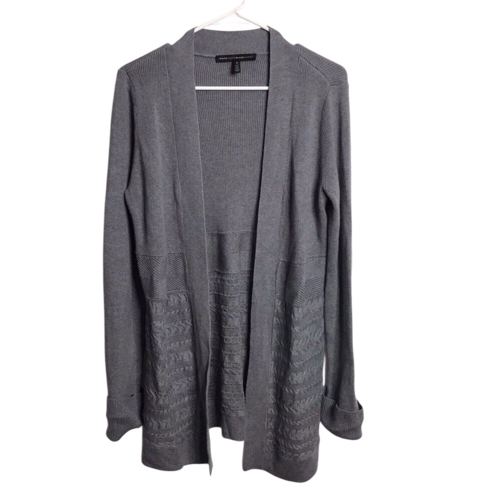 White House Black Market Womens Open Front Cardigan Sweater Gray Size Medium